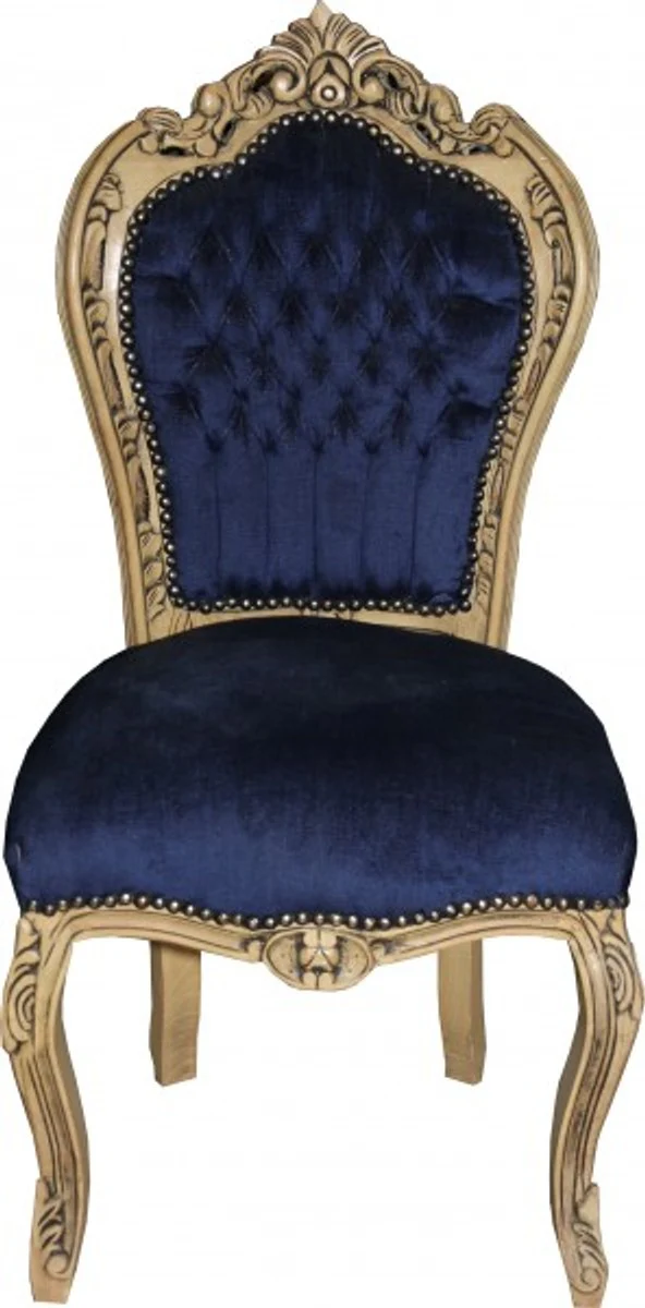 Baroque dining room chair royal blue / wood - furniture