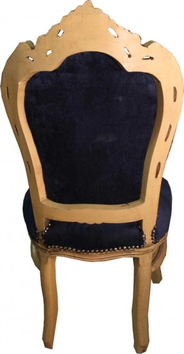 Baroque dining room chair royal blue / wood - furniture
