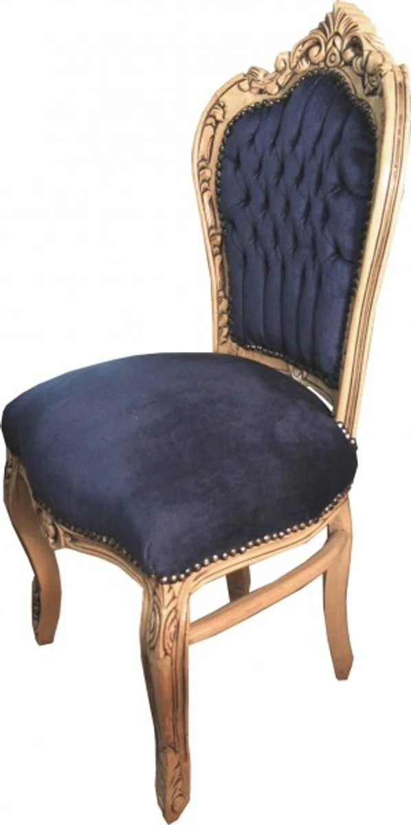 Baroque dining room chair royal blue / wood - furniture