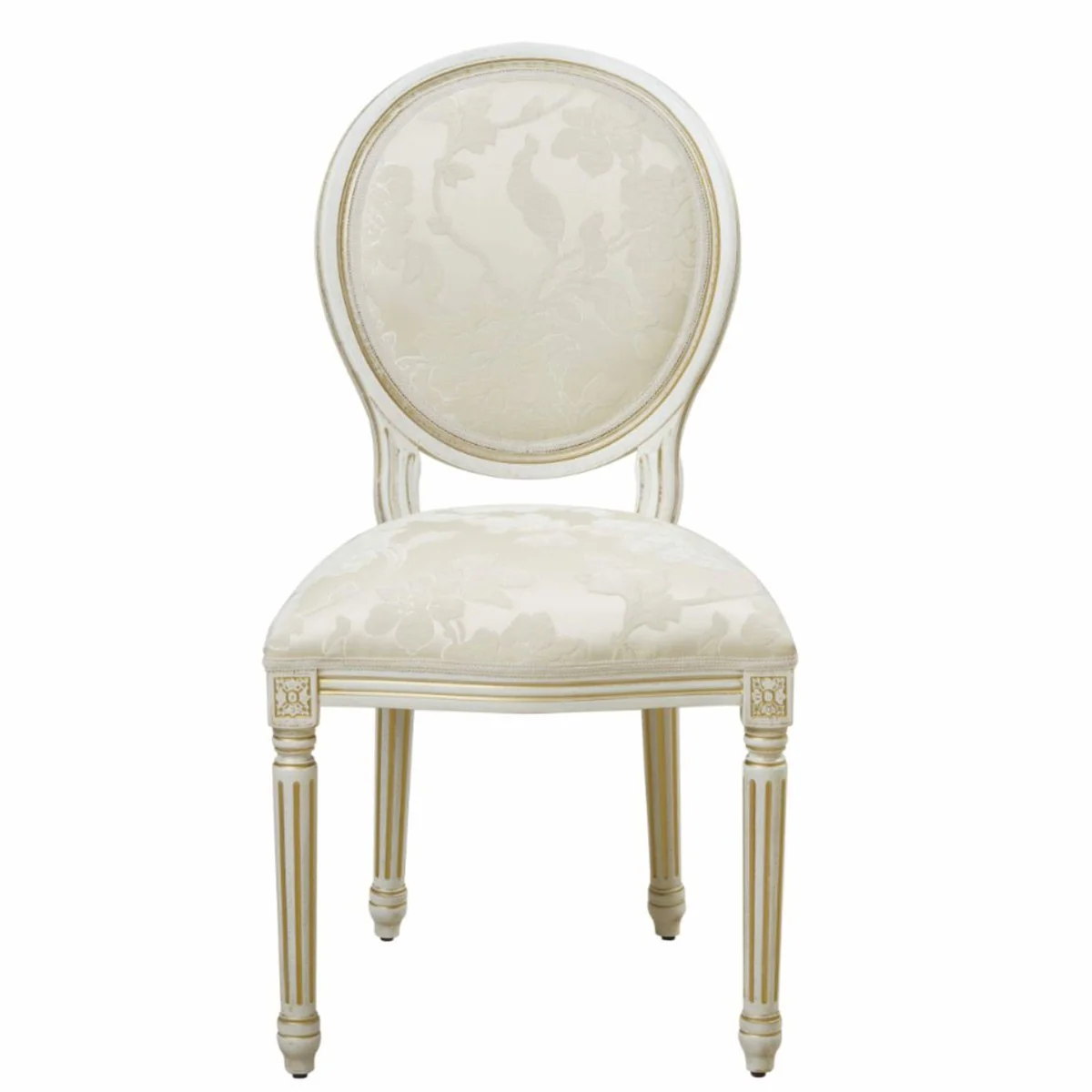 Luxury Baroque Dining Room Chair White / Gold H. 98 cm - Baroque Furniture